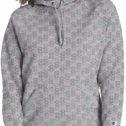 Promo ❤️ Champion 👩 Women's Powerblend Fleece Print Hoodie For 👩 Women Grey Aop ❤️