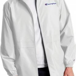 Cheapest 🔔 Champion Men's Script Logo Full Zip Jacket For Men White ✨