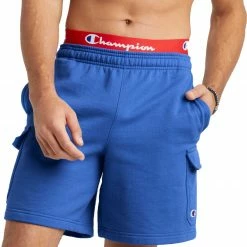 Budget 🌟 Champion Men's Powerblend Fleece Cargo 8" Shorts For Men Bright Royal 🤩