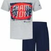 Hot Sale ✔️ Champion Boys' Washed Up Champion Set For Boys' Oxford Heather/navy ⌛