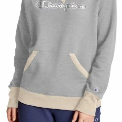 Promo 🛒 Champion 👩 Women's Powerblend Hoodie For 👩 Women Oxford Grey/oatmeal Htr 👏