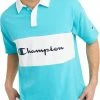 Deals ❤️ Champion Men's Middleweight Rugby Polo For Men Electric Cyan/white ✔️