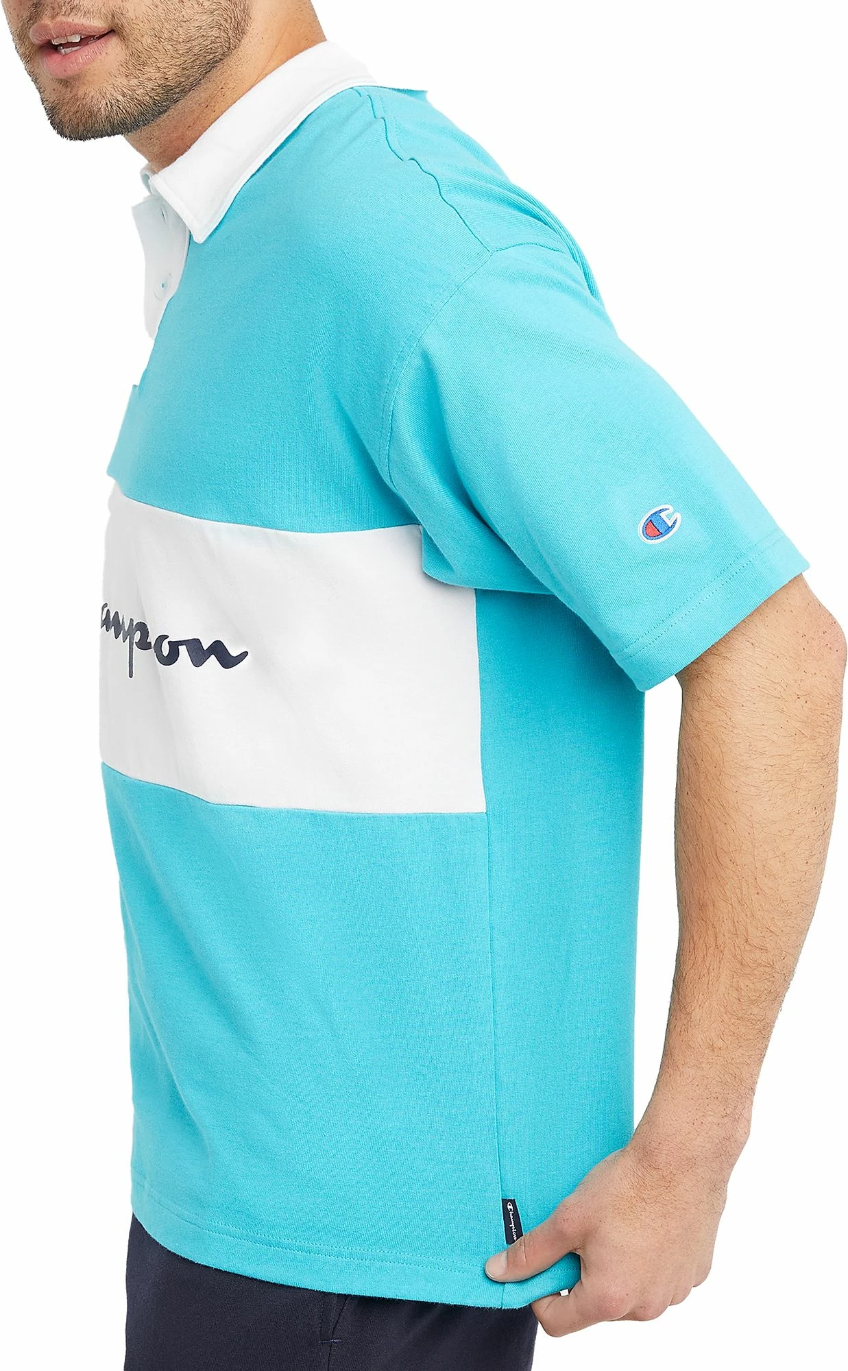 Deals ❤️ Champion Men's Middleweight Rugby Polo For Men Electric Cyan/white ✔️ 5 Deals ❤️ Champion Men's Middleweight Rugby Polo For Men Electric Cyan/white ✔️ - Image 3