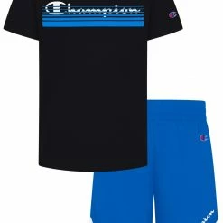 Deals 🔥 Champion Boys' Sunrise Script Set For Boys' Black/bozzetto Blue 🤩