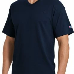 Best Sale 🥰 Champion Men's Classic Jersey V-Neck T-Shirt For Men Navy 👏
