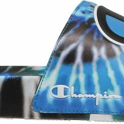 Cheap 🎉 Champion Men's IPO Tie Dye Slides For Men Black/blue 🔔