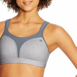 Discount ✔️ Champion 👩 Women's Spot Comfort Sports Bra For 👩 Women Oxford Heather/medium Gry 🎉