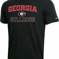 Flash Sale 🤩 Champion Men's Georgia Bulldogs Black Crew T-Shirt For Men 😉