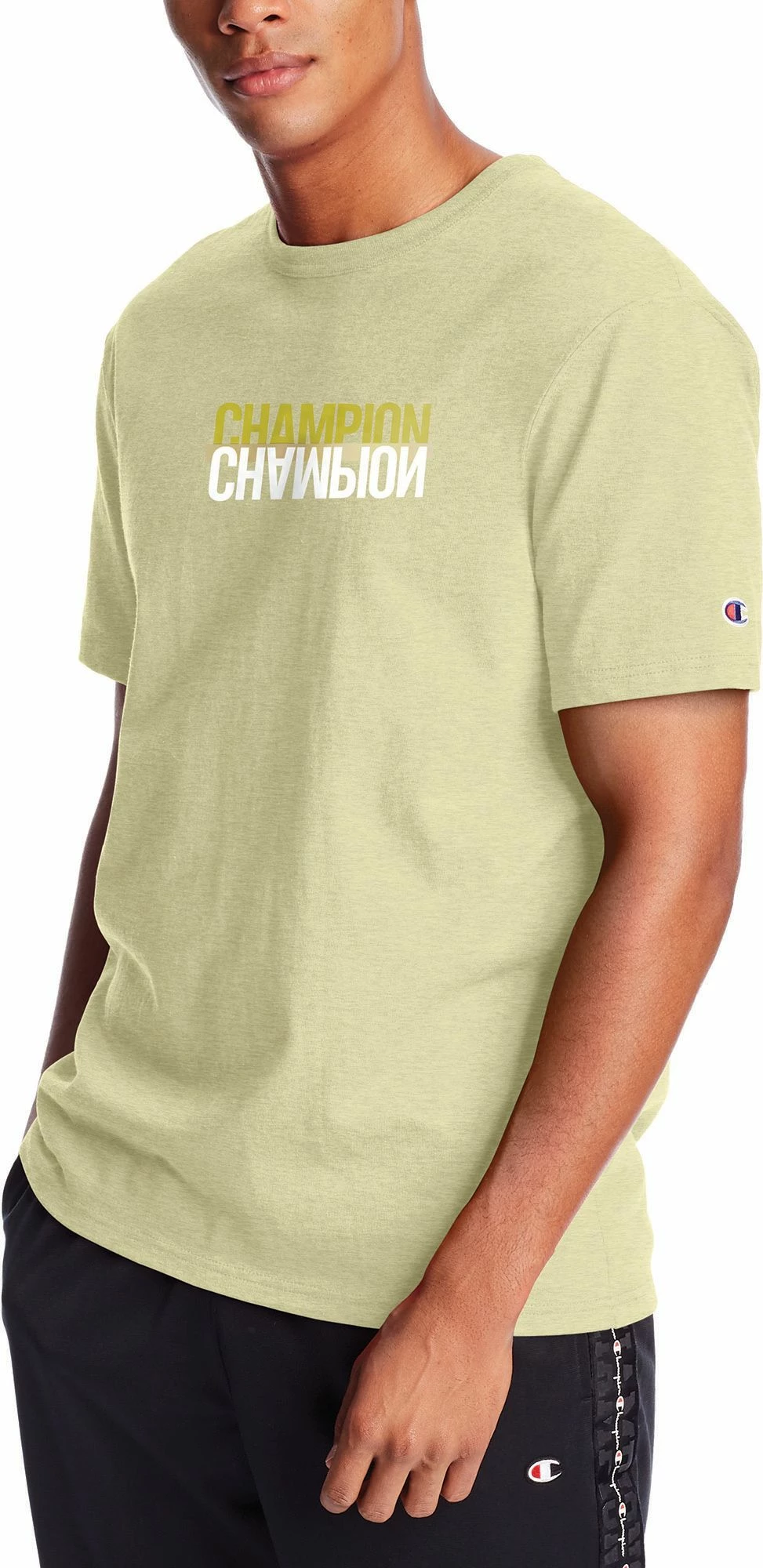 Brand new ๐ Champion Men's Heritage Reflection Logo Graphic T-Shirt For Men Lemon Glacier โ๏ธ 3 Brand new ๐ Champion Men's Heritage Reflection Logo Graphic T-Shirt For Men Lemon Glacier โ๏ธ