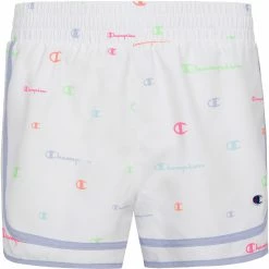 Best Sale ✔️ Champion 👧 Girls' Varsity Printed Script Woven Shorts For 👧 Girls' Neon Kiwi 🔔