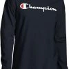Best Pirce ❤️ Champion Men's Chest Script Long Sleeve Tee For Men Scarlet 🥰