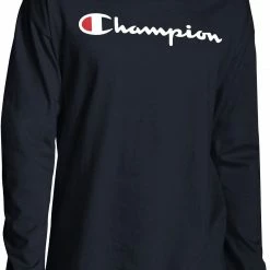 Best Pirce ❤️ Champion Men's Chest Script Long Sleeve Tee For Men Scarlet 🥰