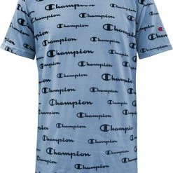 Best Pirce 🤩 Champion Boys' Allover Print Script T-Shirt For Boys' Team Light Blue 🥰