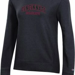 Promo 🔥 Champion 👩 Women's Cincinnati Bearcats Black Pullover Crew Sweatshirt For 👩 Women ✨