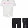 Cheapest 🔔 Champion Little 👧 Girls' Tie T-Shirt And Bike Shorts Set For 👧 Girls' White/black ✔️ -Cheap Champion Store unnamed file 582