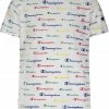 Best Sale 🔔 Champion Boys' AOP Multi-Color Script Short Sleeve T-Shirt For Boys' White 👍