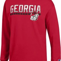 Budget 😀 Champion Men's Georgia Bulldogs Red Long Sleeve Jersey T-Shirt For Men 🛒