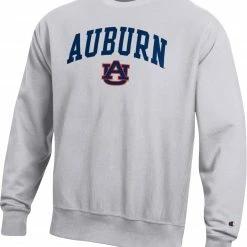 Discount 🧨 Champion Men's Auburn Tigers Grey Reverse Weave Crew Sweatshirt For Men 👍