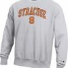 Outlet 🌟 Champion Men's Syracuse Orange Grey Reverse Weave Crew Sweatshirt For Men ✔️