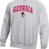 Cheap 🔥 Champion Men's Georgia Bulldogs Grey Reverse Weave Crew Sweatshirt For Men ⌛