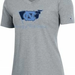 Brand new 😉 Champion 👩 Women's North Carolina Tar 👠 Heels Grey V-Neck T-Shirt For 👩 Women 🧨