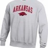 Best Sale ⭐ Champion Men's Arkansas Razorbacks Grey Reverse Weave Crew Sweatshirt For Men ❤️