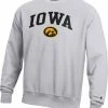Buy 👍 Champion Men's Iowa Hawkeyes Grey Reverse Weave Crew Sweatshirt For Men 🎉