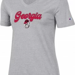 Cheap 😀 Champion 👩 Women's Georgia Bulldogs Grey University 2.0 V-Neck T-Shirt For 👩 Women 🤩