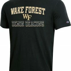 Best Pirce ✔️ Champion Men's Wake Forest Demon Deacons Black Crew T-Shirt For Men 🌟