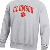 Brand new 🤩 Champion Men's Clemson Tigers Grey Reverse Weave Crew Sweatshirt For Men 🎁