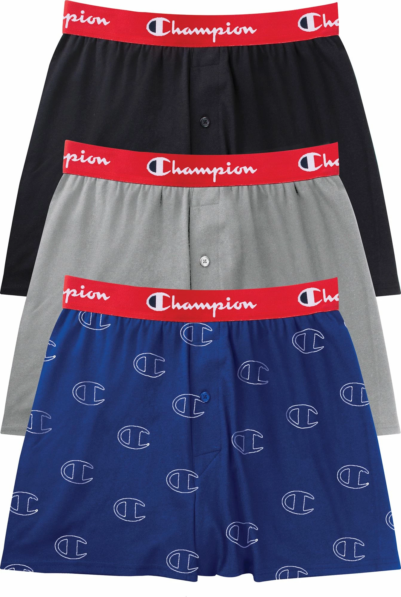 New 𧨠Champion Men's Everyday Comfort Cotton Stretch Boxers – 3 Pack For Men Black/blue/grey π 3 New 𧨠Champion Men's Everyday Comfort Cotton Stretch Boxers – 3 Pack For Men Black/blue/grey π
