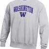 Outlet 🛒 Champion Men's Washington Huskies Grey Reverse Weave Crew Sweatshirt For Men ⭐