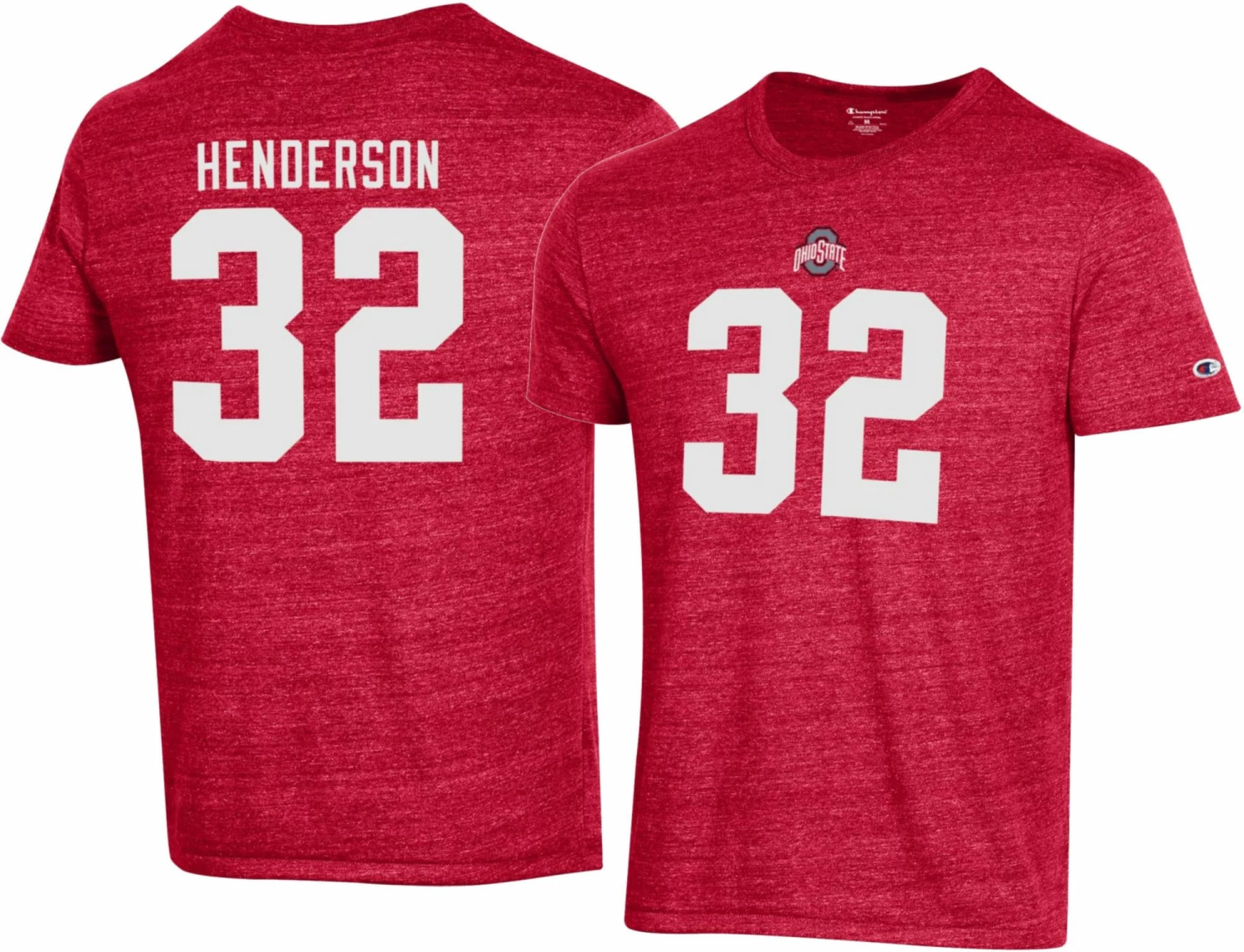 Hot Sale ❤️ Champion Men's Ohio State Buckeyes TreVeyon Henderson #32 Scarlet T-Shirt For Men 🌟 3 Hot Sale ❤️ Champion Men's Ohio State Buckeyes TreVeyon Henderson #32 Scarlet T-Shirt For Men 🌟