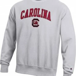Coupon 💯 Champion Men's South Carolina Gamecocks Grey Reverse Weave Crew Sweatshirt For Men ❤️