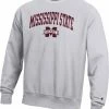 Buy 💯 Champion Men's Mississippi State Bulldogs Grey Reverse Weave Crew Sweatshirt For Men ⌛