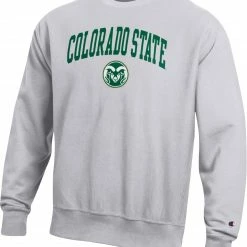 Wholesale 🎁 Champion Men's Colorado State Rams Grey Reverse Weave Crew Sweatshirt For Men 💯