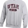 Outlet ⌛ Champion Men's Utah Utes Grey Reverse Weave Crew Pullover Sweatshirt For Men 👏 -Cheap Champion Store unnamed file 724