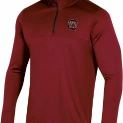 Best Pirce 😍 Champion Men's South Carolina Gamecocks Garnet Quarter-Zip Pullover 👚 Shirt For Men 🛒