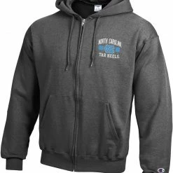 Budget ✔️ Champion Men's North Carolina Tar 👠 Heels Grey Powerblend Full-Zip Hoodie For Men 🎉