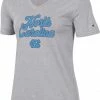 Promo 👍 Champion 👩 Women's North Carolina Tar 👠 Heels Grey University 2.0 V-Neck T-Shirt For 👩 Women 🥰