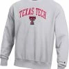 Cheap 🥰 Champion Men's Texas Tech Red Raiders Grey Reverse Weave Crew Pullover Sweatshirt For Men ⭐