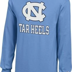 Deals 🥰 Champion Youth North Carolina Tar 👠 Heels Carolina Blue Logo Long-Sleeve T-Shirt For Boys' 💯