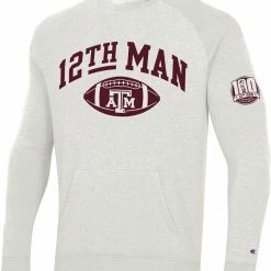 Best Pirce 👍 Champion Men's Texas A&M Aggies White ‘12th Man' Centennial Crew Pullover Sweatshirt For Men 🥰