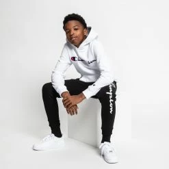 Best Pirce ✔️ Champion Boys' Embroidered Signature Hoodie For Boys' White/blue 🤩 -Cheap Champion Store unnamed file 79