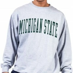 Promo 🤩 Champion Men's Big & Tall Michigan State Spartans Grey Reverse Weave Crew Sweatshirt For Men 🧨