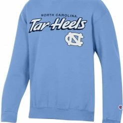 Cheapest 👍 Champion Youth North Carolina Tar 👠 Heels Carolina Blue Powerblend Pullover Crew Sweatshirt For 👧 Girls' 💯