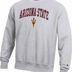 Top 10 👍 Champion Men's Arizona State Sun Devils Grey Reverse Weave Crew Sweatshirt For Men 😉