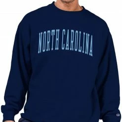 Deals 💯 Champion Men's Big & Tall North Carolina Tar 👠 Heels Navy Reverse Weave Crew Sweatshirt For Men 🎉